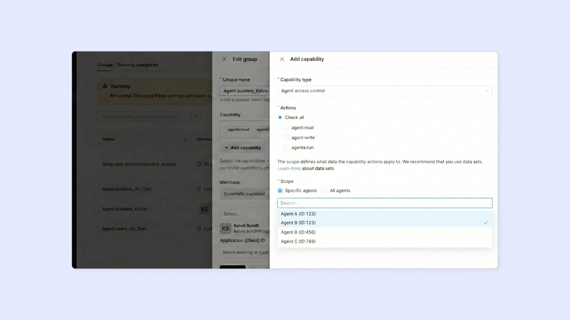 Granular settings on agents