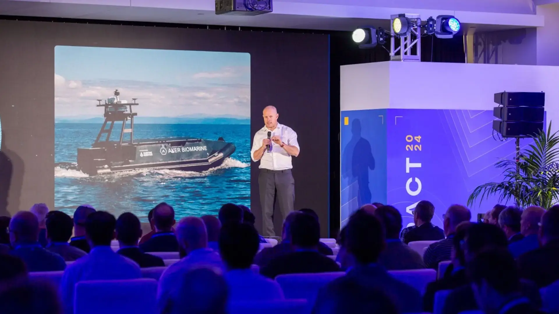 Matts Johansen, CEO of Aker Biomarine on the keynote stage